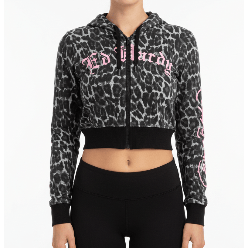 Ed Hardy Pink Skull Front Zip Hoodie - Urban Streetwear