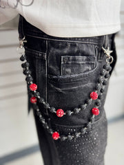 Drunz black red with dots wallet chain by WALLET CHAIN