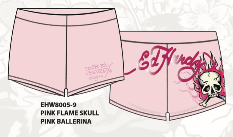 Ed Hardy pink flame booty biker short by ED HARDY