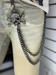 Drunz black skull double wallet chain by WALLET CHAIN