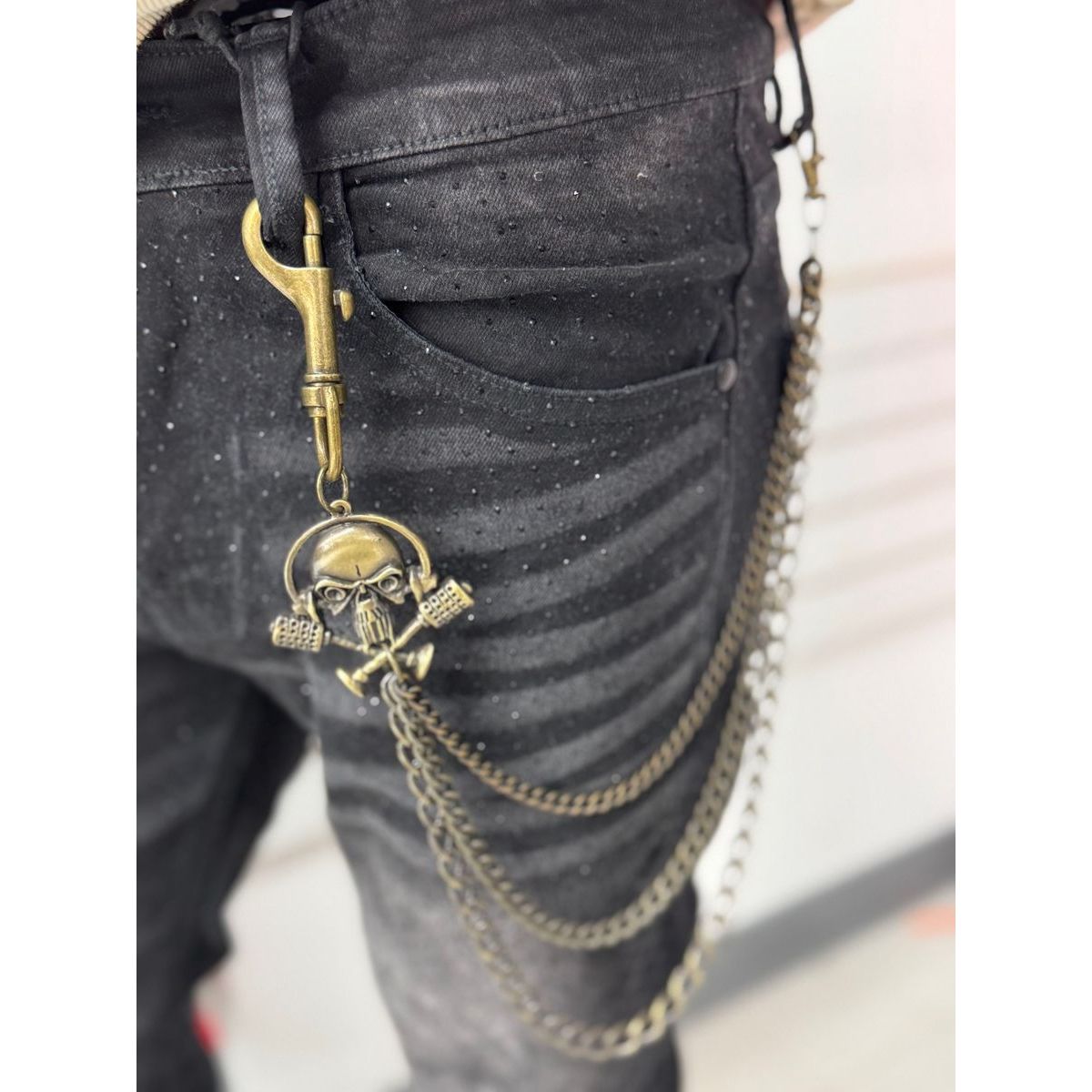 Drunz golden skull triple layered wallet chain - ACCESSORIES - Cityswagusa.com