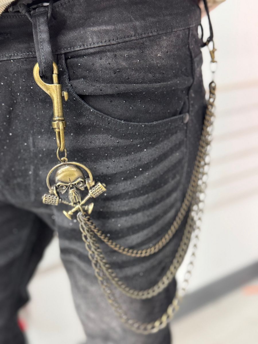 Drunz golden skull triple layered wallet chain by WALLET CHAIN