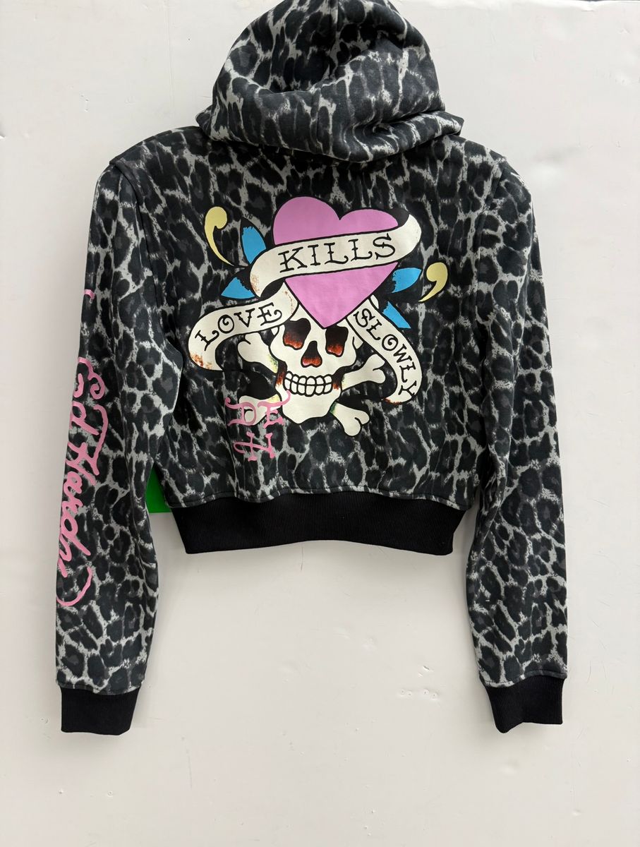 Ed Hardy lks pink skull front zip hoodie by ED HARDY