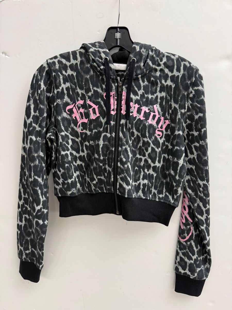 Ed Hardy lks pink skull front zip hoodie by ED HARDY