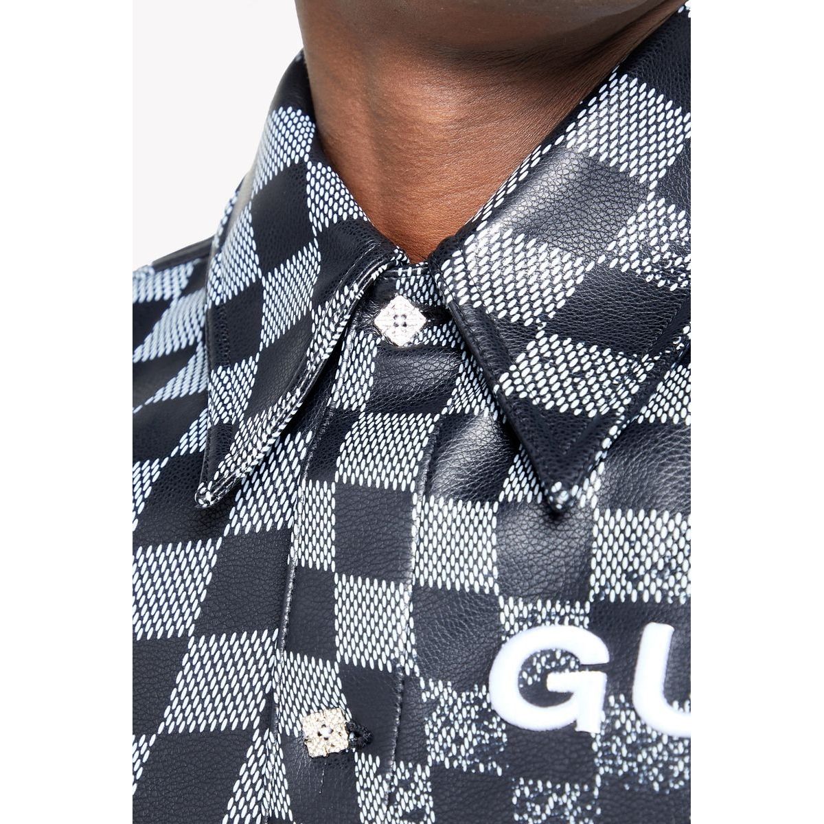 Guapi obsidian checkerboard leather shirt - SHIRT S/S - Cityswagusa.com
