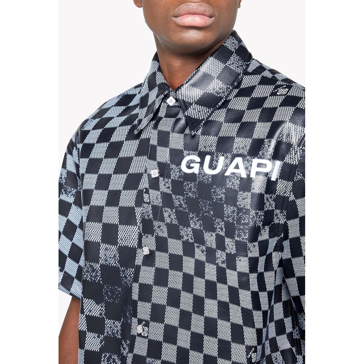 Guapi obsidian checkerboard leather shirt - SHIRT S/S - Cityswagusa.com