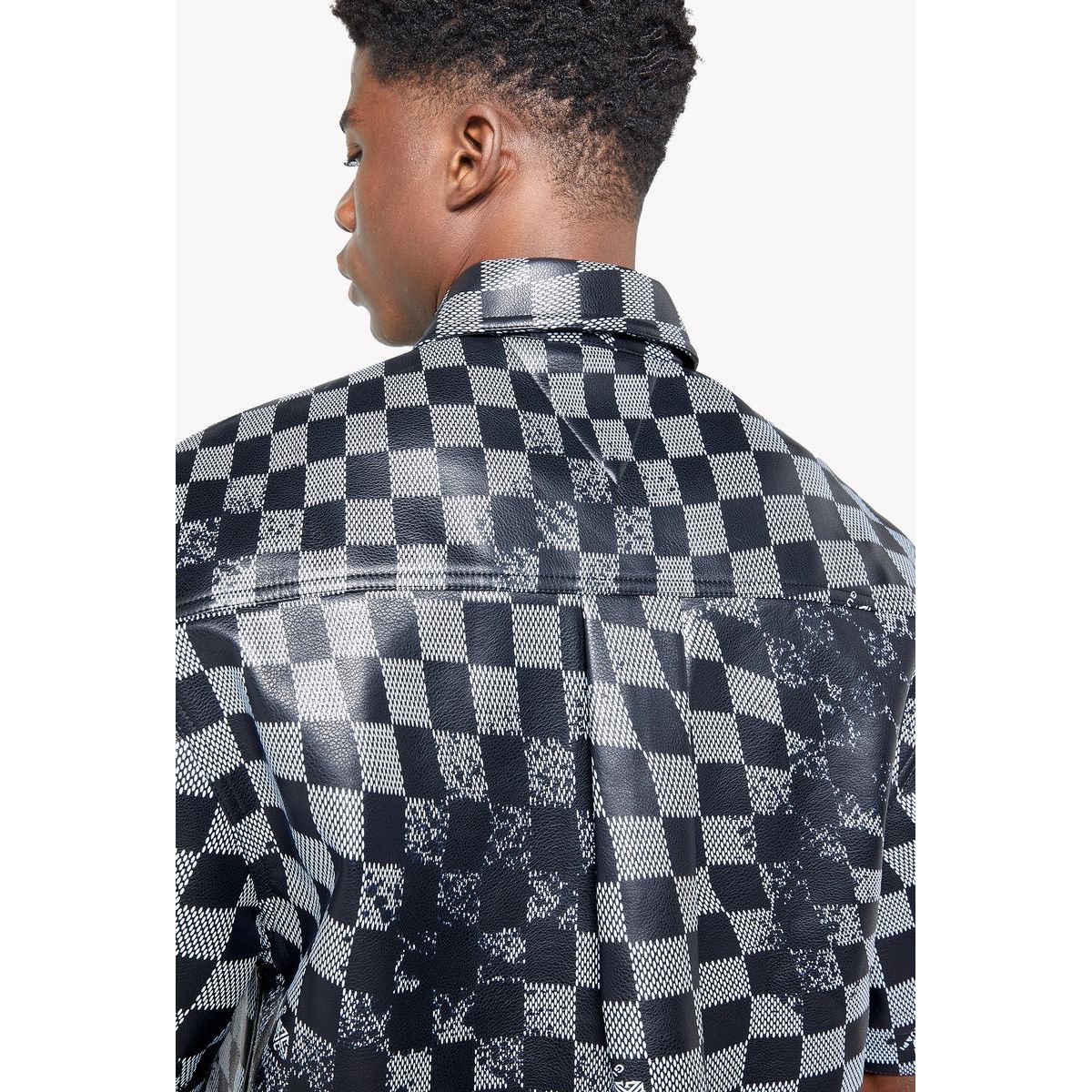 Guapi obsidian checkerboard leather shirt - SHIRT S/S - Cityswagusa.com