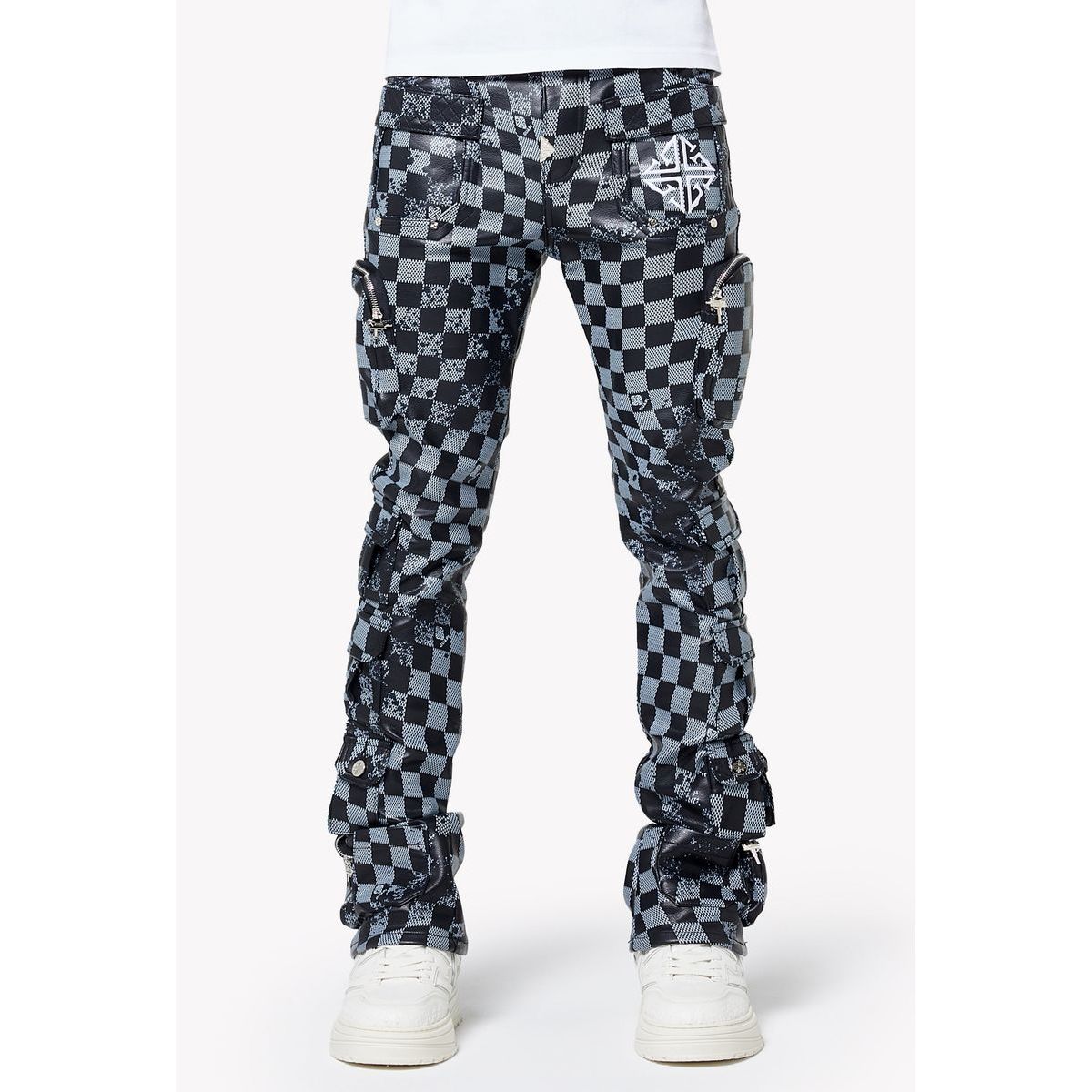 Guapi obsidian checkerboard leather pants - PANTS - Cityswagusa.com