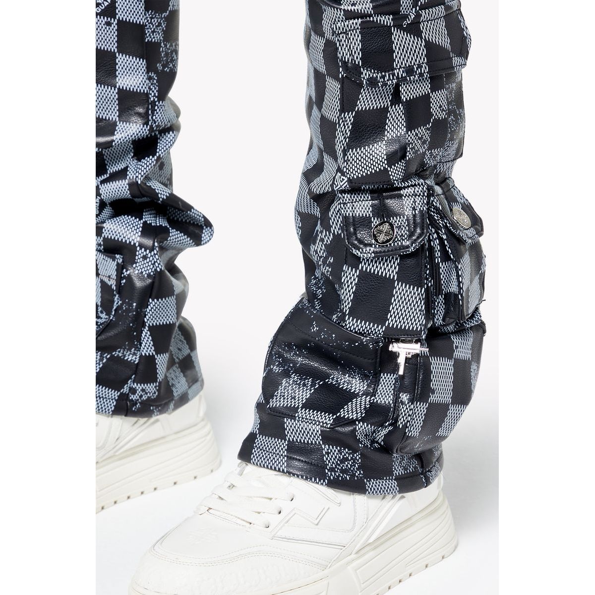 Guapi obsidian checkerboard leather pants - PANTS - Cityswagusa.com