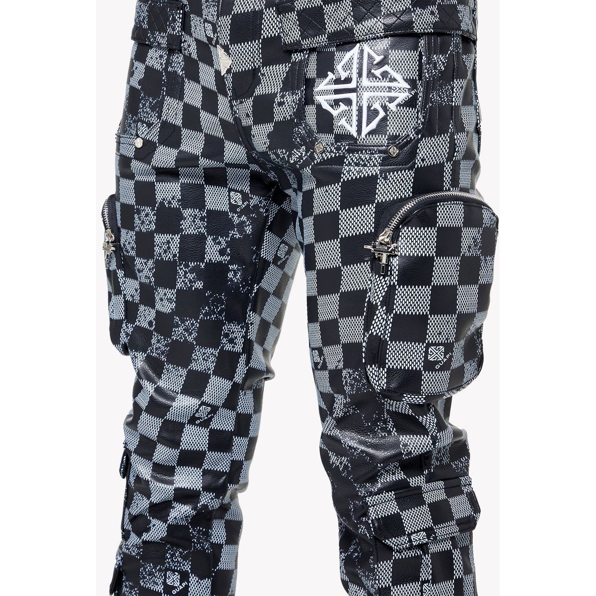 Guapi obsidian checkerboard leather pants - PANTS - Cityswagusa.com