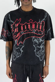 Rebel Minds saint rhinestone crop t-shirt by REBEL MINDS