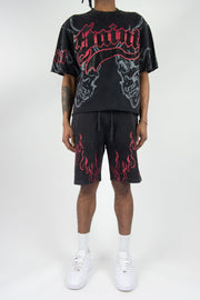 Rebel Minds saint rhinestone crop t-shirt by REBEL MINDS