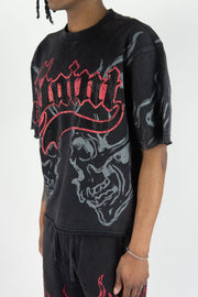 Rebel Minds saint rhinestone crop t-shirt by REBEL MINDS