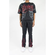 Rebel Minds saint rhinestone flared sweatpants by REBEL MINDS