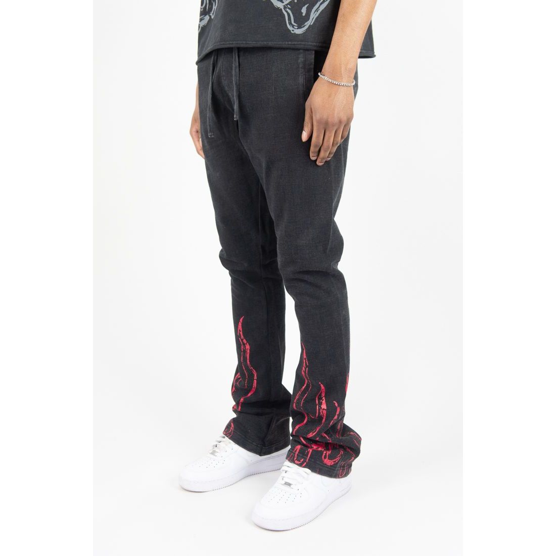 Rebel Minds saint rhinestone flared sweatpants by REBEL MINDS