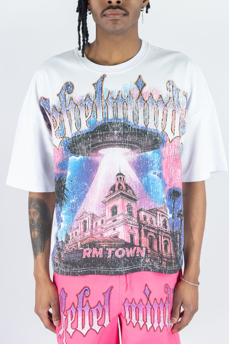 Rebel Minds rm town rhinestone t-shirt by REBEL MINDS