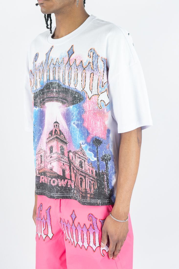 Rebel Minds rm town rhinestone t-shirt by REBEL MINDS