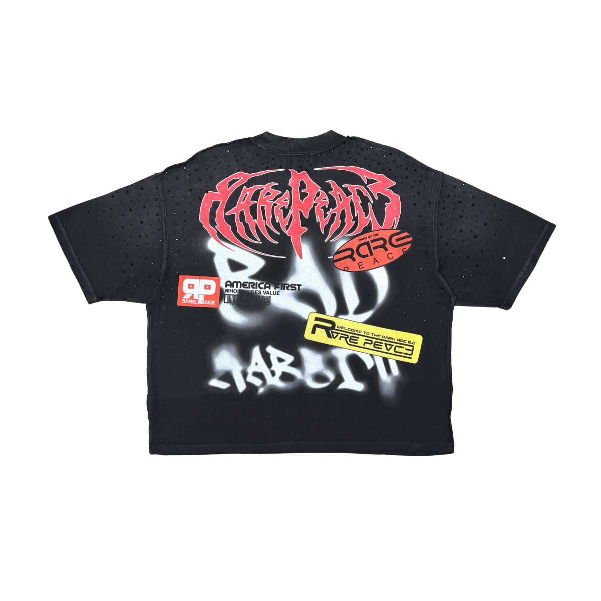 Rare Peace clown rhinestone cut off sleeves t-shirt by RARE PEACE