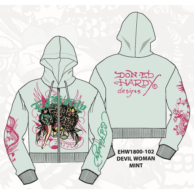 Ed Hardy devil woman zip up hoodie by ED HARDY
