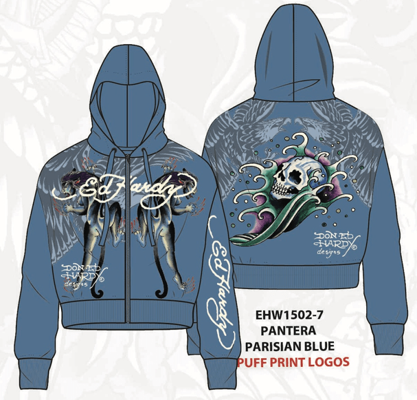 Ed Hardy pantera puff print zip up hoodie - HOODIE - Cityswagusa.com