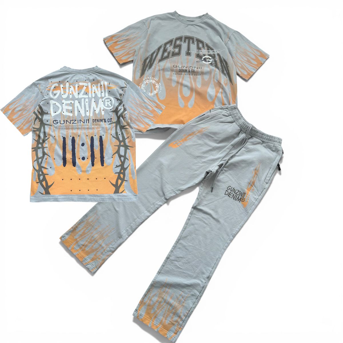 Gunzinii western short sleeve jogger set - T - SHIRT - Cityswagusa.com