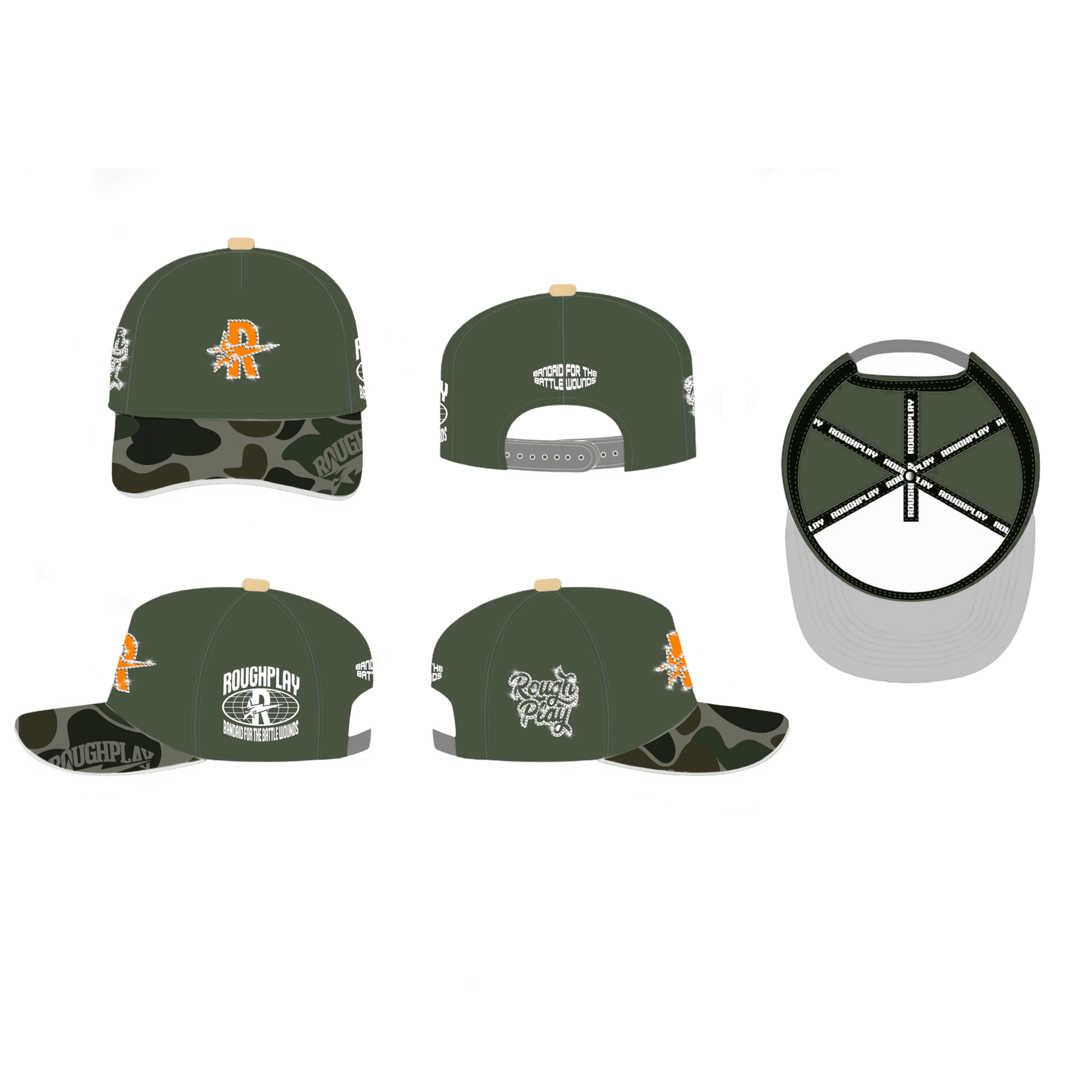 Rough play rhinestone logo snapback hat - HATS - Cityswagusa.com