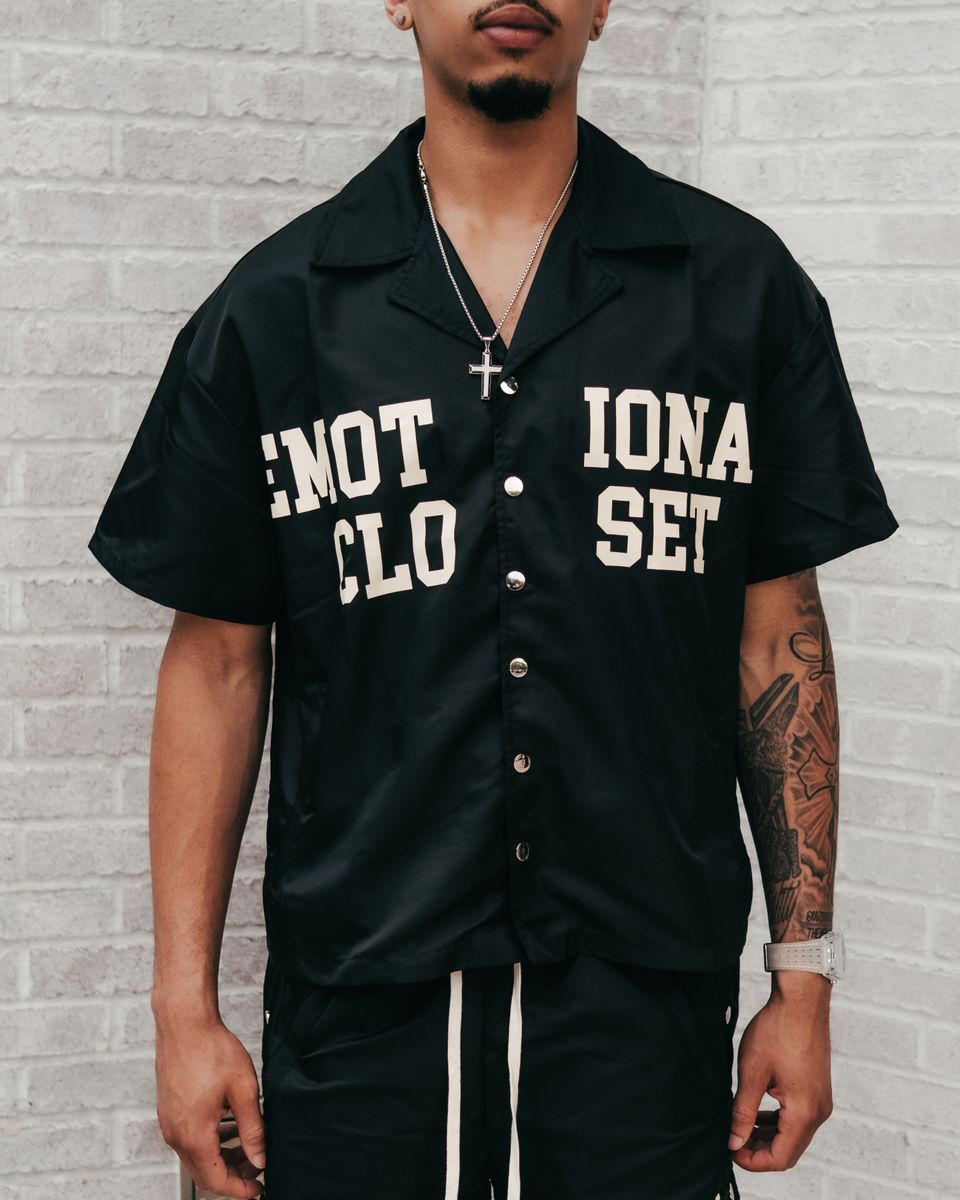 Mixed Emotion backyard nylon button up shirt by MIXED EMOTION