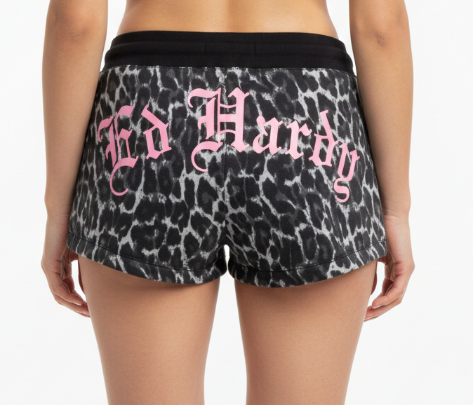 Ed Hardy lks pink skull fleece short by ED HARDY