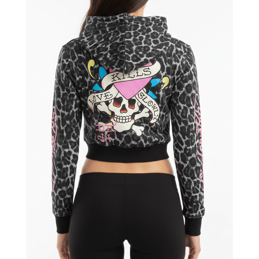 Ed Hardy Pink Skull Front Zip Hoodie - Urban Streetwear