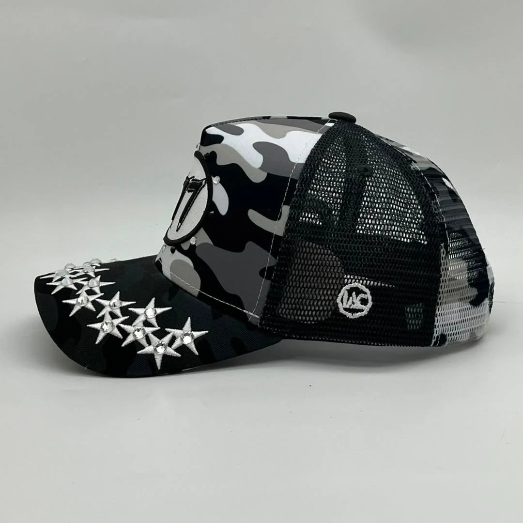 Hudson V1 camo diamond 777 trucker hat by HUDSON NYC