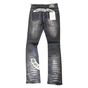 Vicious embroidered patches flare denim by VICIOUS DENIM