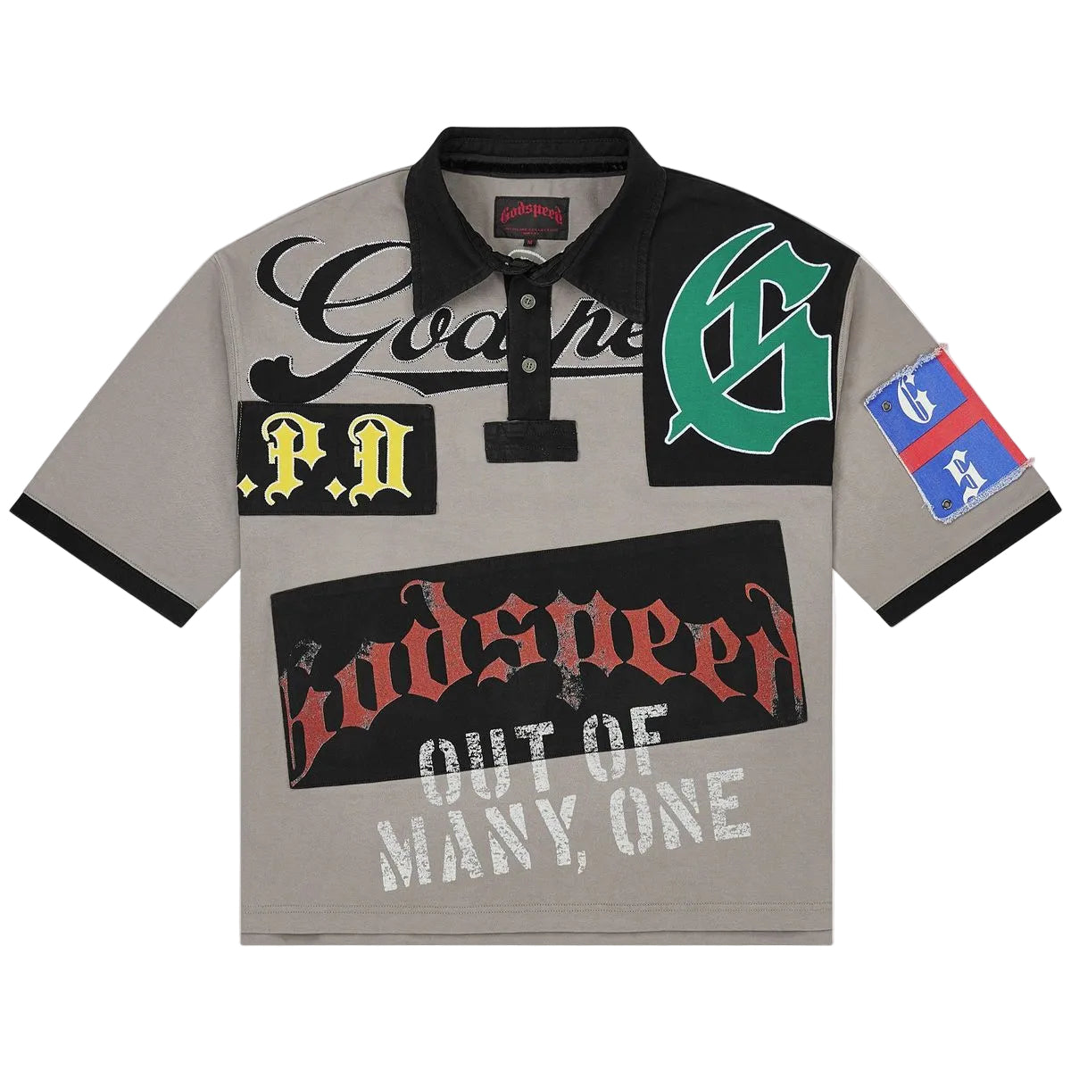 Godspeed heritage patchwork polo shirt by GODSPEED