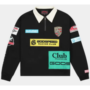Godspeed racing club longsleeve quarter zip polo shirt - SMALL / BLACK - SHIRT L/S