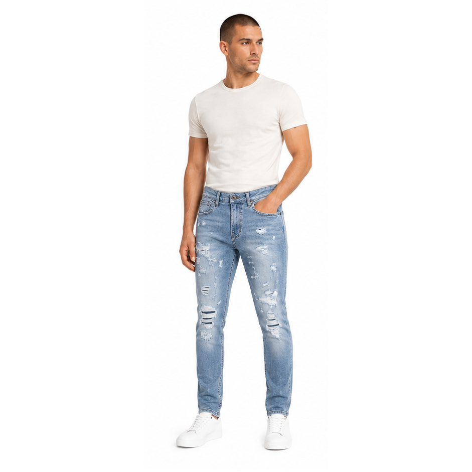 M.society slim straight fit rip and repair denim by M.SOCIETY