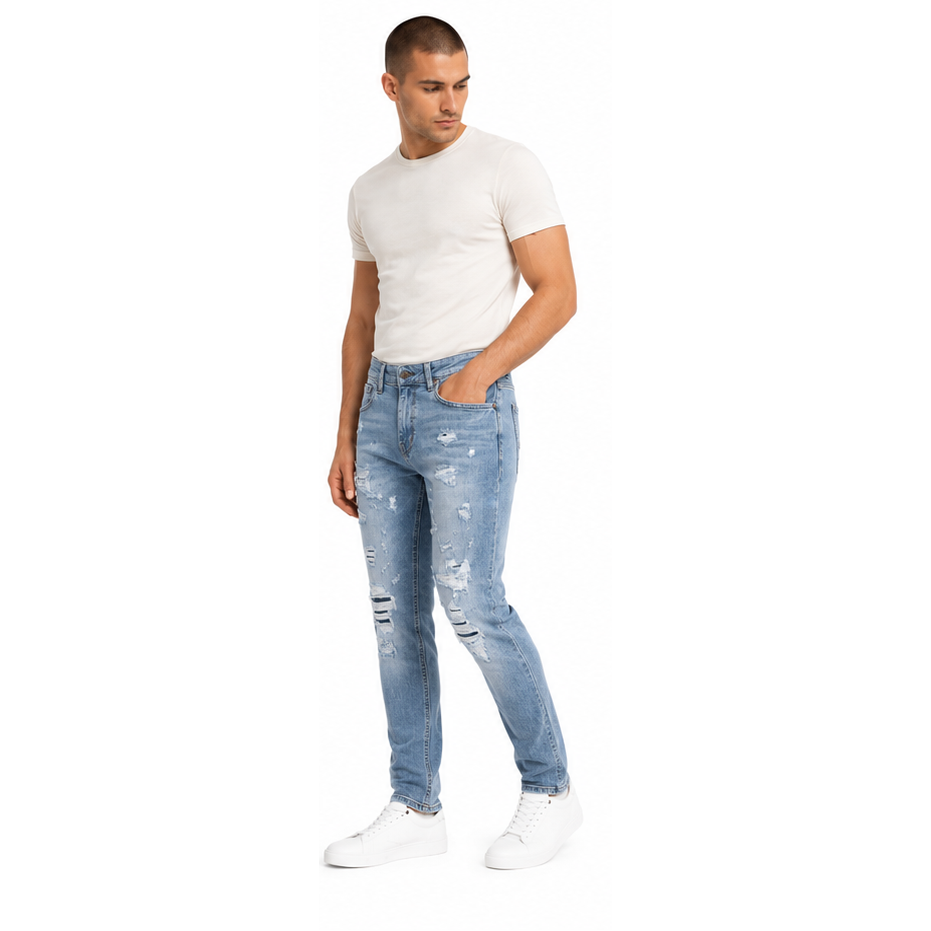 M.society slim straight fit rip and repair denim by M.SOCIETY
