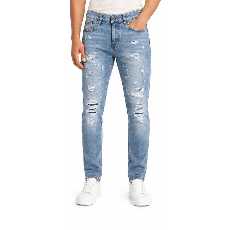 M.society slim straight fit rip and repair denim by M.SOCIETY