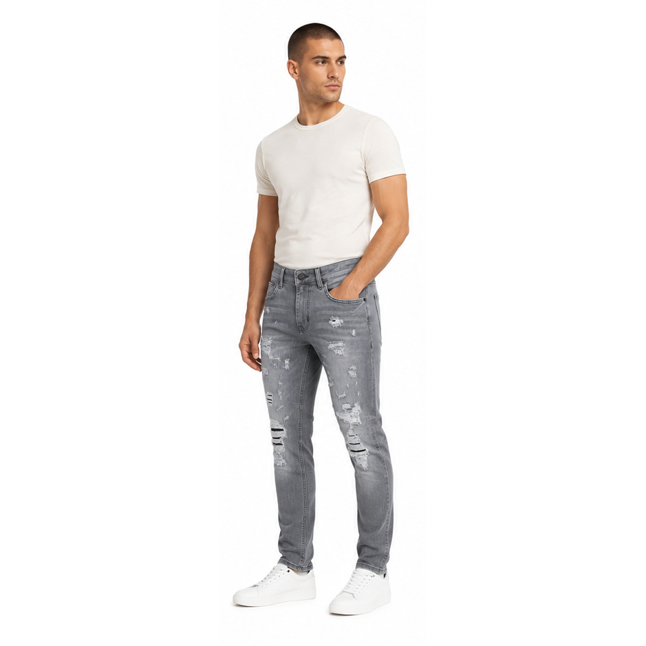 M.society slim straight fit rip and repair denim by M.SOCIETY