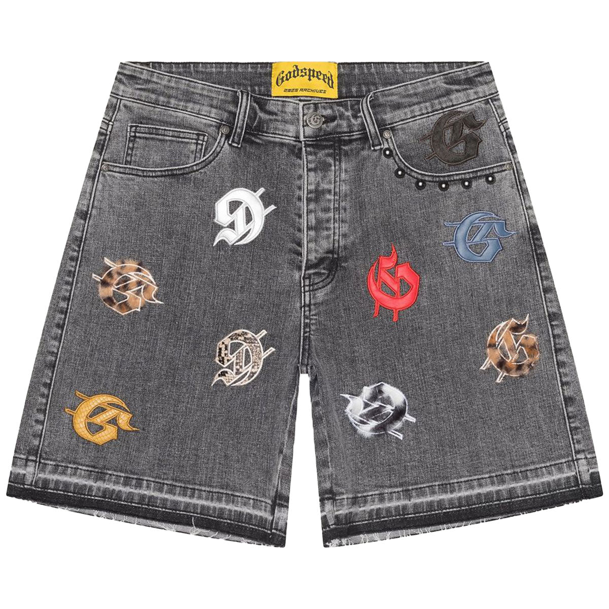 Godspeed infinity patched denim shorts - SHORTS - Cityswagusa.com