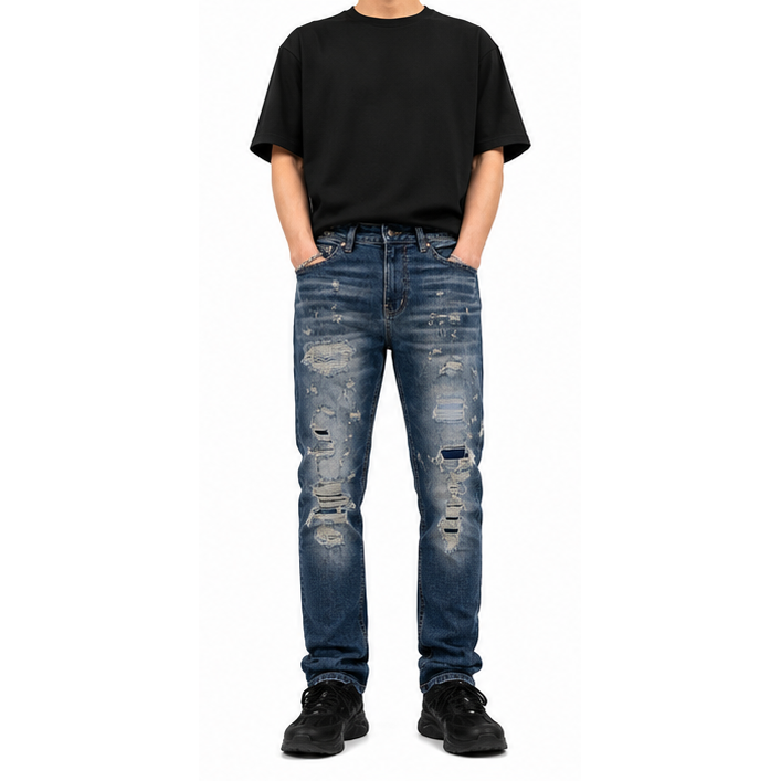 M.society slim straight fit rip and repair denim by M.SOCIETY
