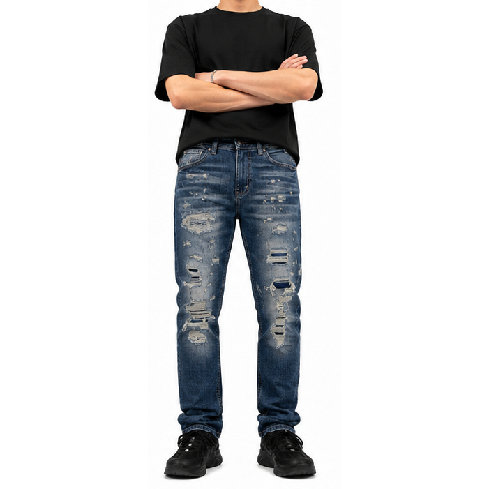 M.society slim straight fit rip and repair denim by M.SOCIETY