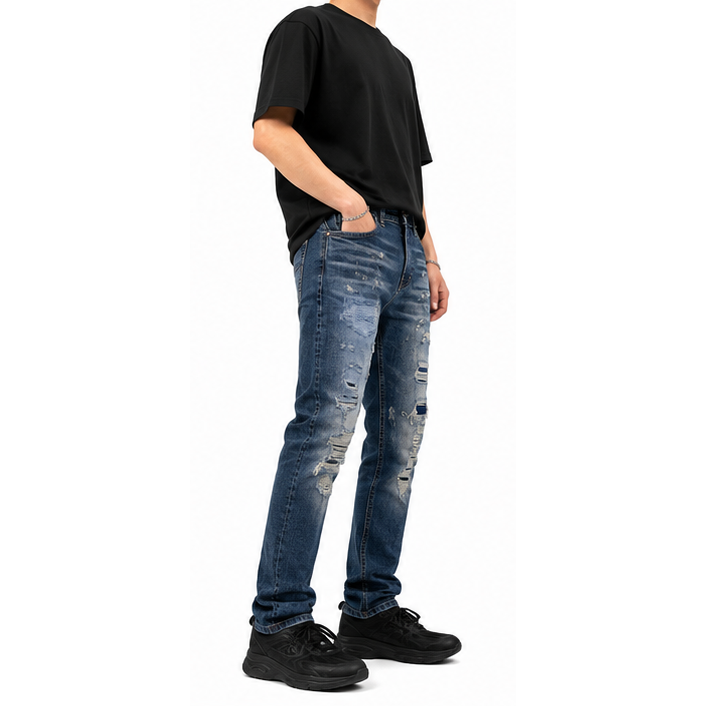 M.society slim straight fit rip and repair denim by M.SOCIETY