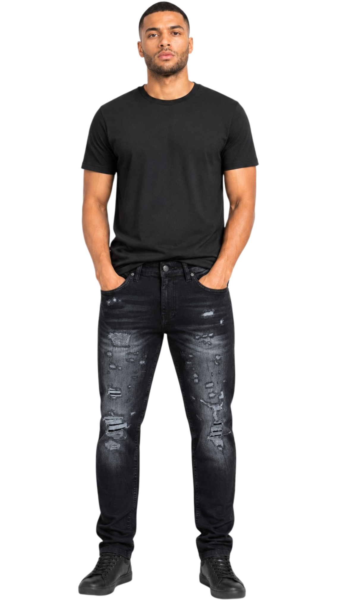 M.society slim straight fit rip and repair denim by M.SOCIETY