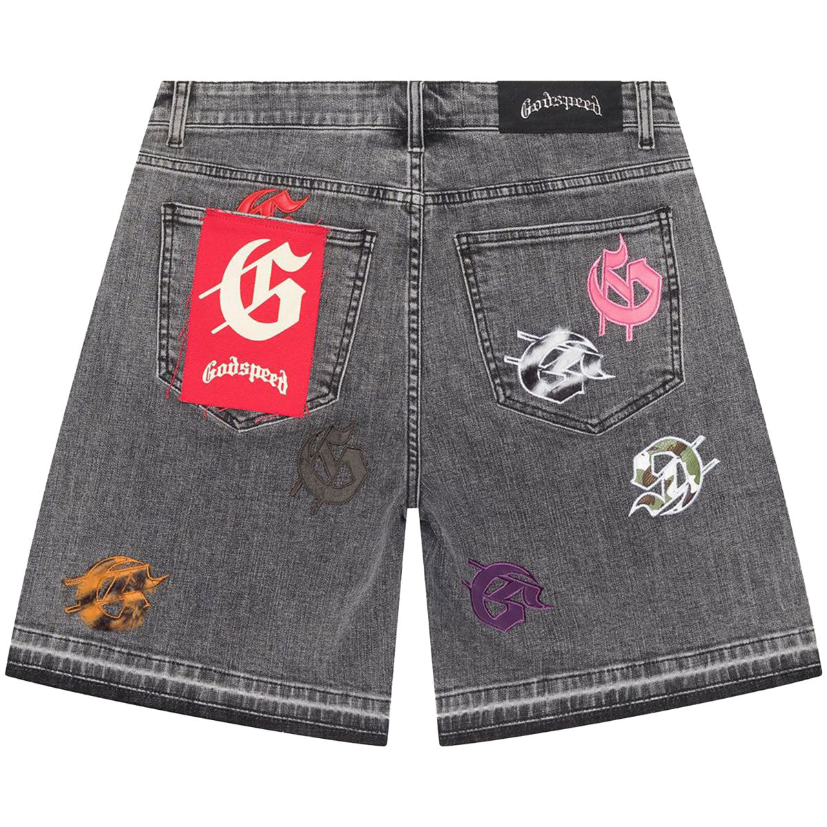 Godspeed infinity patched denim shorts - SHORTS - Cityswagusa.com