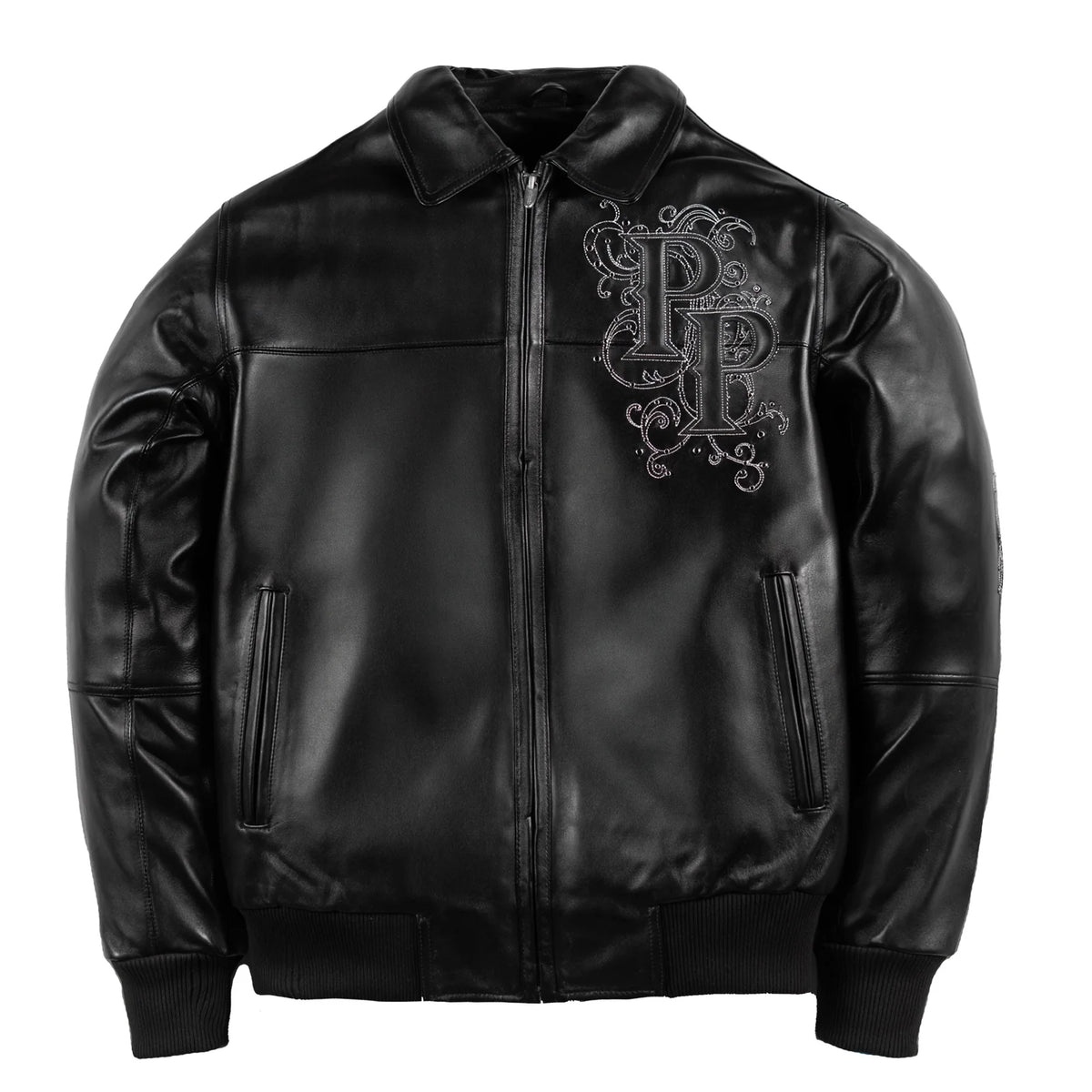 Pelle Pelle shoulder crest rhinestone leather jacket by PELLE PELLE