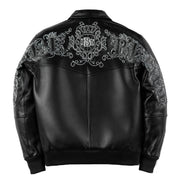 Pelle Pelle shoulder crest rhinestone leather jacket by PELLE PELLE
