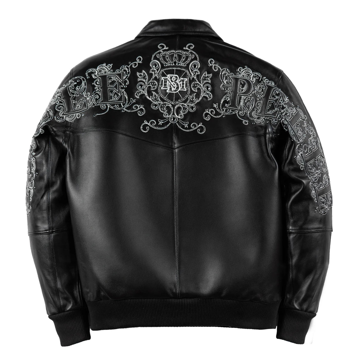 Pelle Pelle shoulder crest rhinestone leather jacket by PELLE PELLE