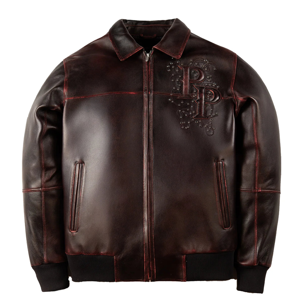 Pelle Pelle shoulder crest rhinestone leather jacket by PELLE PELLE