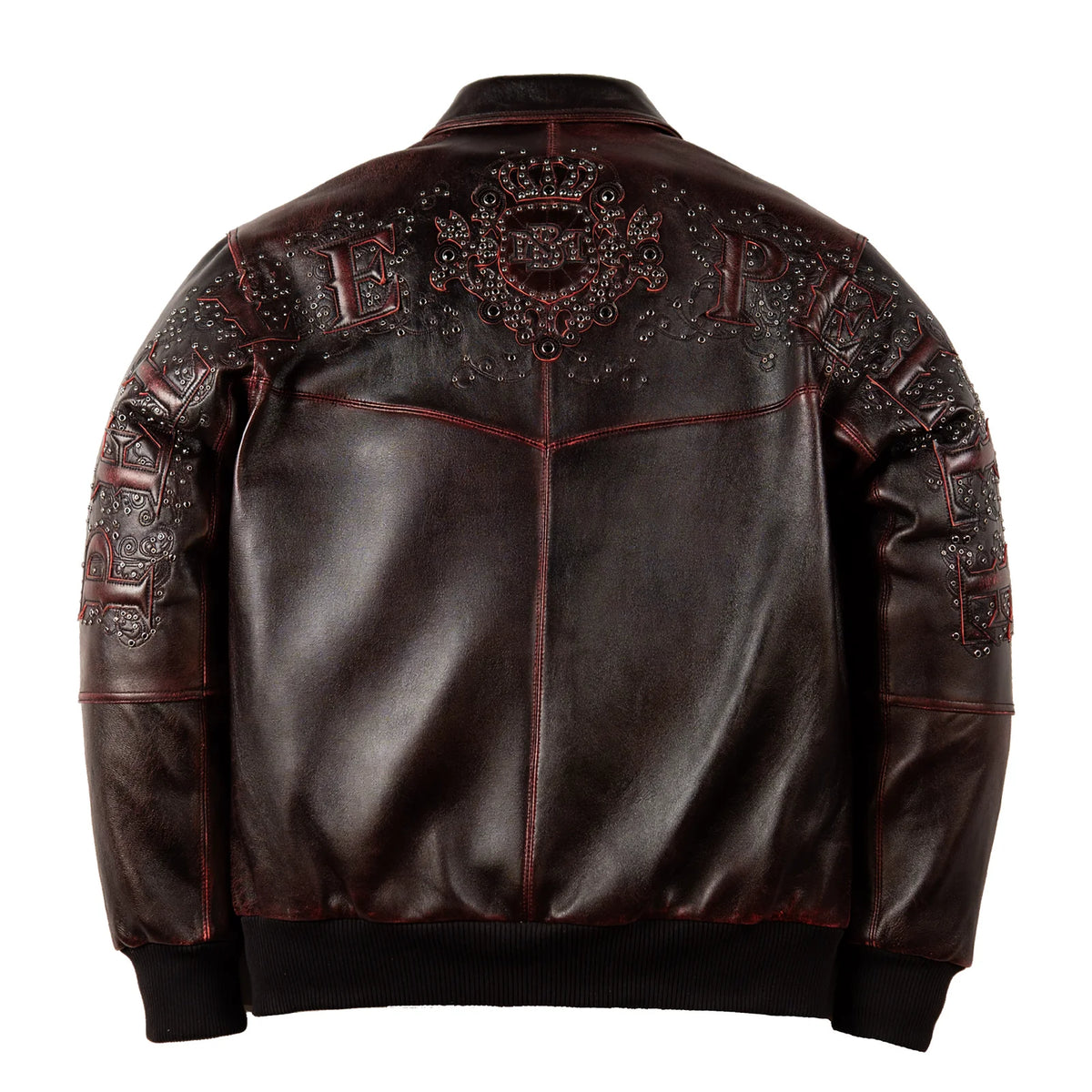 Pelle Pelle shoulder crest rhinestone leather jacket by PELLE PELLE