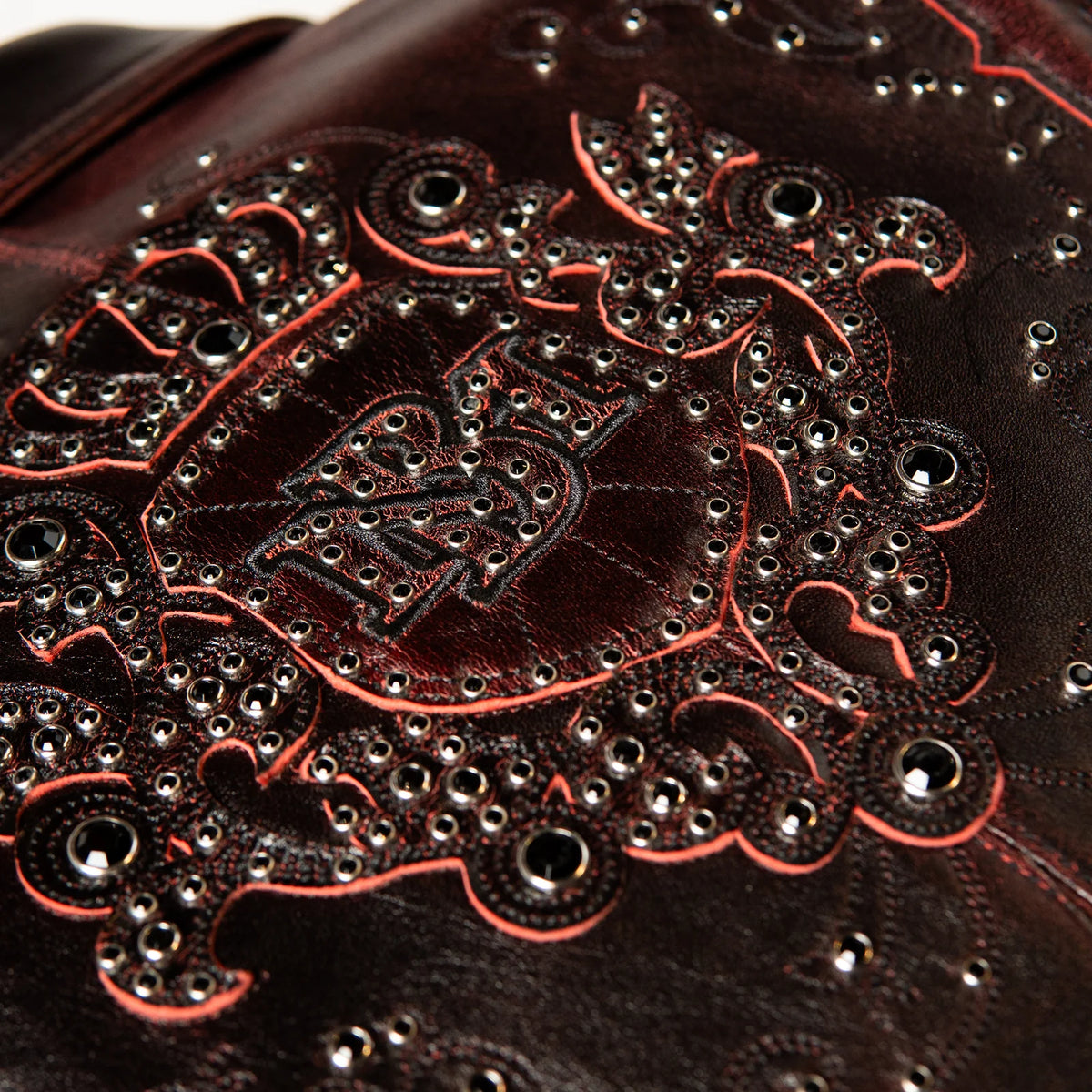 Pelle Pelle shoulder crest rhinestone leather jacket by PELLE PELLE