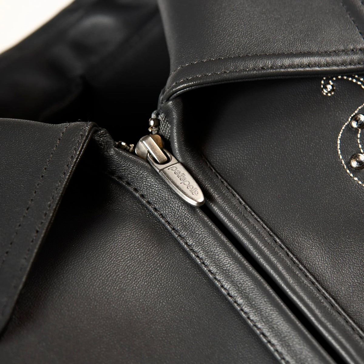 Pelle Pelle shoulder crest rhinestone leather jacket by PELLE PELLE